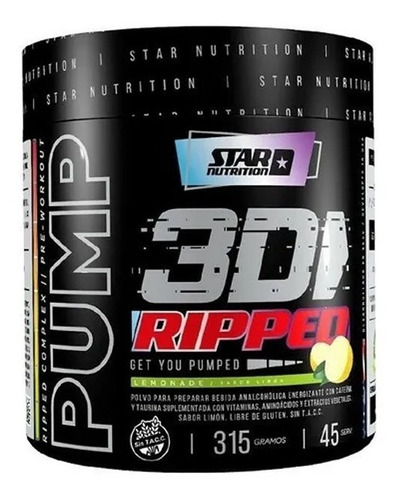 Pump 3d Ripped 315g Star Nutrition Pre Entreno Quemador