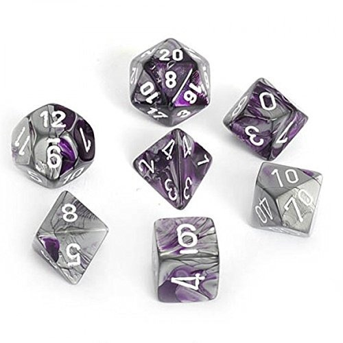 Set De Dados Polyhedral 7die Gemini Chessex Purplesteel Con 