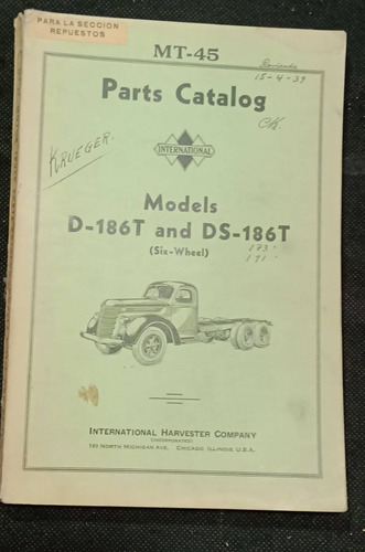  Catalogo Antiguo International Truck D186t Ds186t En Ingles