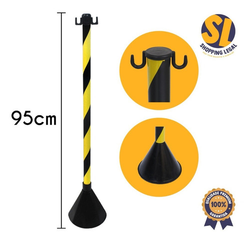 Imagem 2 de 7 de Pedestal Sinalização Em Pvc Rígido Zebrado 95 Cm Delta Plus