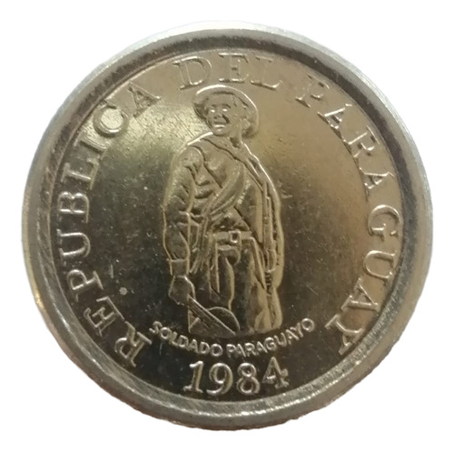Moneda Paraguay 1 Guaraní 1984 Acero Inox. Soldado (Usado)