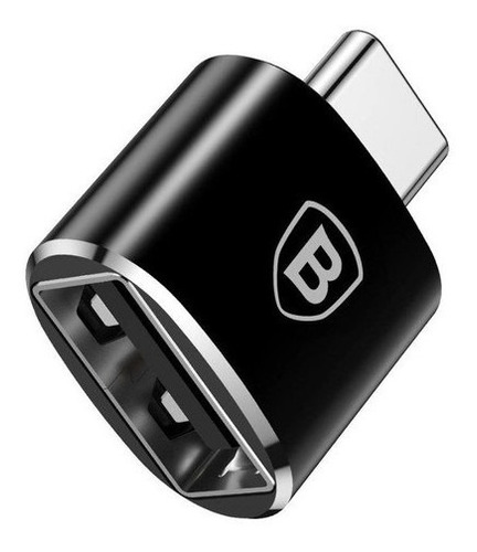 Mini Adaptador Baseus Tipo-c Otg Para Usb Fêmea Cor Preto