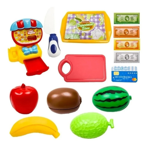 Brinquedos Kit Frutas Com Velcro Caixa Registradora Infantil