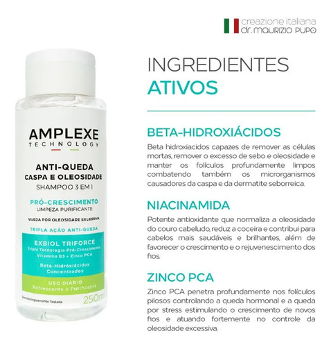 Amplexe Shampoo Coceira Niacinamida Zinco Pca Hidroxiácidos