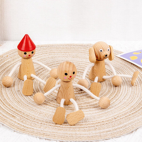 5 Peças Animal Marionete Brinquedo Boneca De Madeira