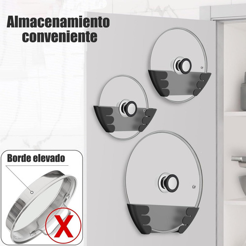 Estante De Tapa Para Ollas,3 Soporte De Tapa De Olla Pared