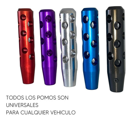 Imagen 4 de 10 de Pomo Palanca De Cambios Perforado Aluminio Rojas Competicion