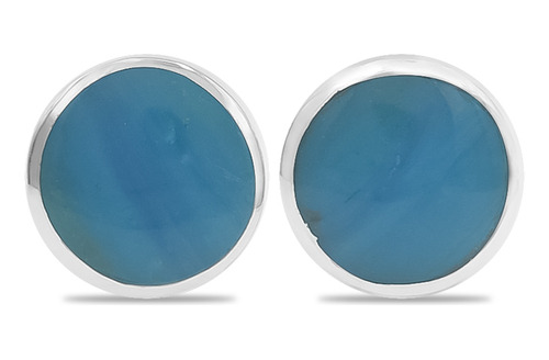 Aretes De Poste Redondo De 6 Mm Con Ópalo Azul
