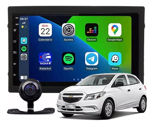 Central Multimídia Android Chevrolet Onix Joy 2012 2013 2014 2015 2016 2017 2018 2019 Bluetooth Gps Câmera De Ré