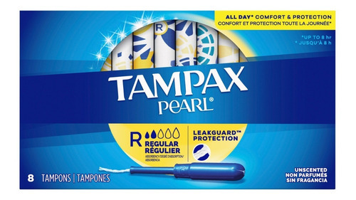 8 Tampones Tampax Pearl Regular Aplicador Plastico Absorbent