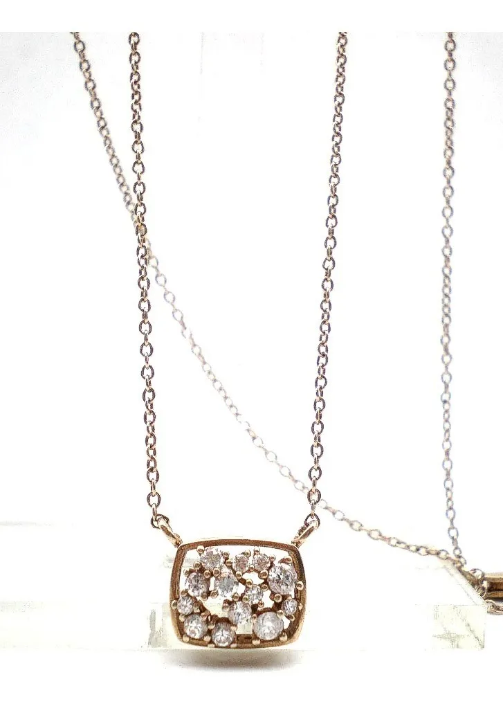 Cadena Y Dije De Plata 925 -oro Y Zafiros Blancos