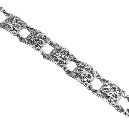 Antigua Pulsera De Filigrana En Plata 900 Pr.nn