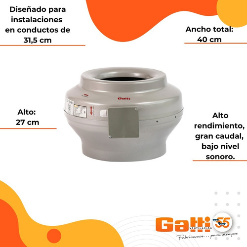 Imagen 4 de 9 de Extractor De Aire Entre Conducto Chapa 31.5 Cm Gatti Vent