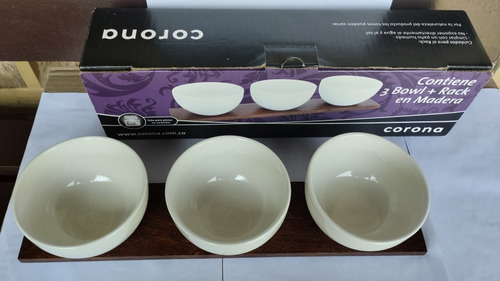 Pasapalera Bowl Con Rack De Madera Corona Vajillas