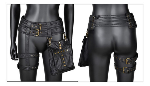 Goth Rock Steampunk Punk Rivet Cintura Pierna Bolsa Hip