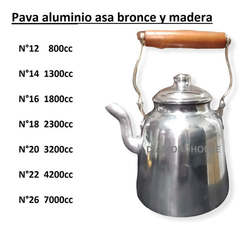 Pava Gastronómica N 26, 7 L Aluminio Reforzado Mango Madera