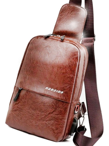 Mariconera Para Hombre Mochila Pechera Hombro Imitación Piel Con Puerto Usb Y Cable Incluido Para Carga De Dispositivos