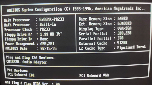 Mother Retro Socket 7 Ibm Pr233 64mb Dorado Oscuro (Usado)