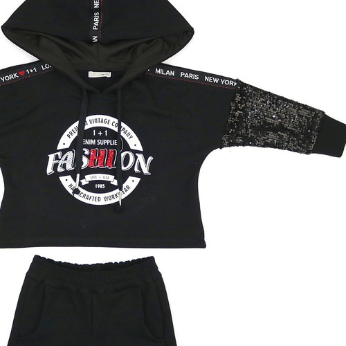 Imagem 2 de 3 de Conjunto Infantil Fashion Um Mais Um Preto 781045