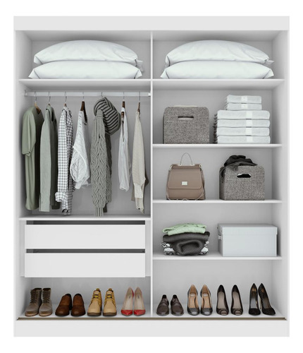 Guarda-roupa 2 Portas De Correr 2 Gavetas Easy Light Branco Branco