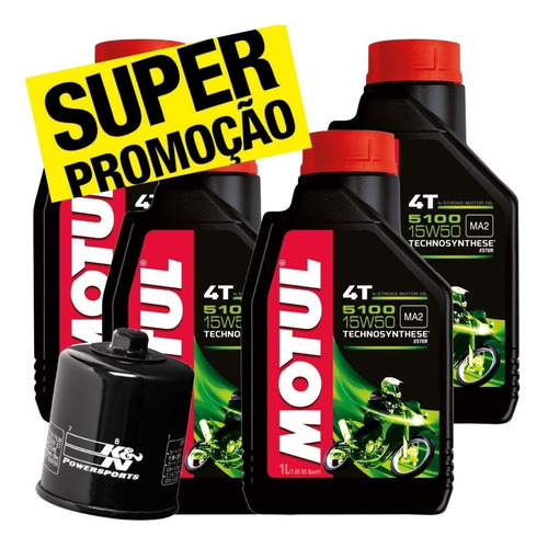 4 Lt Óleo Motul 5100 15w50 + Filtro K&n Bmw R1200gs Até 2012