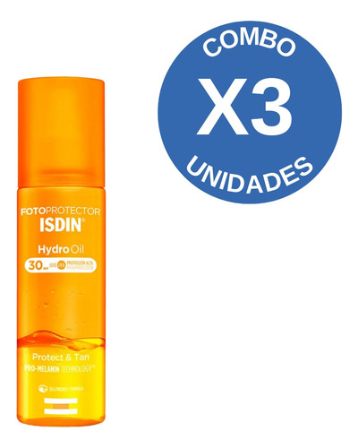 Combo X3 Isdin Fotoprotector Spf30+ Hydro Oil 200 Ml