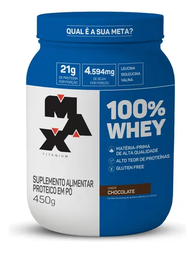 100% Whey Max Titanium Suplemento Em Pó - 450g Sabor Chocolate