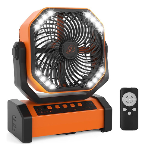 Ventilador Con Linterna Led De Camping Ajustable 360 Grados