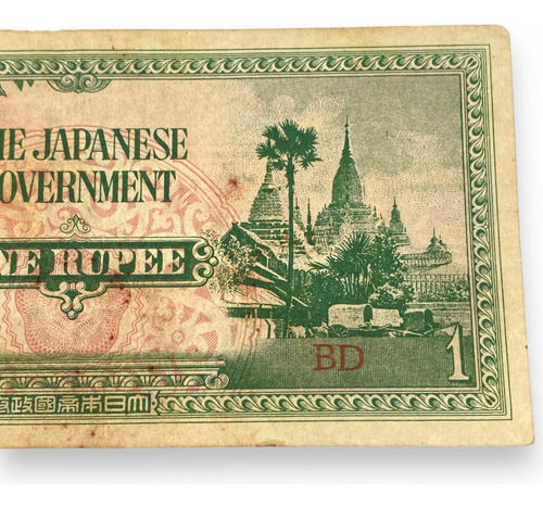 Billete 1 Rupia Durante Ocupación Japonesa A Birmania 1942 (Usado)