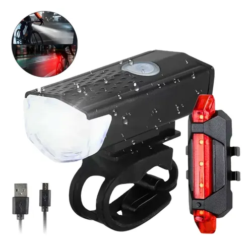 Kit Farol Bike Led Ultra Forte Lanterna Recarregável Potente Dian...