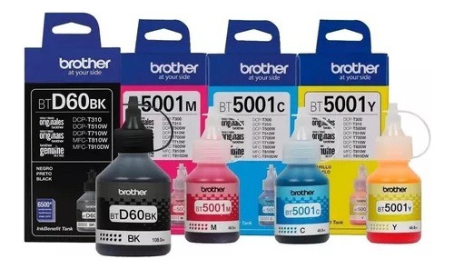 Kit De 4 Tintas Para Impresora Brother D60bk / 5001cmy