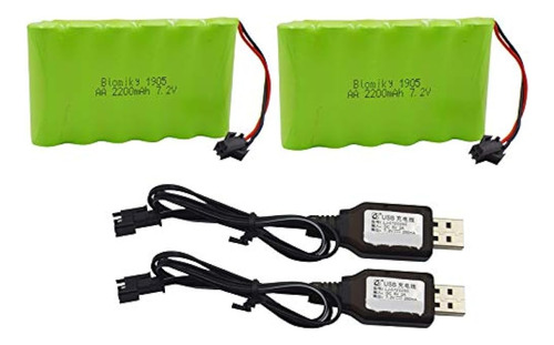 Blomiky 2 Pack 7.2v 2200mah Ni-mh Batería Recargable Con Con