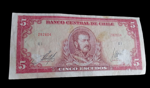 Billete Chile 5 Escudos Inostroza Barrios  E1 6 Digitos 