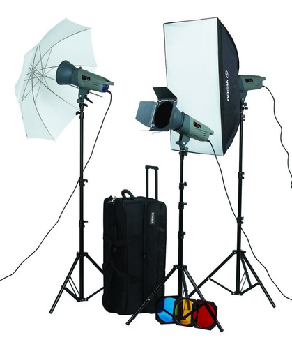 Kit 3x Flash Estudio 300w Visico Emisor Control Potencia 801