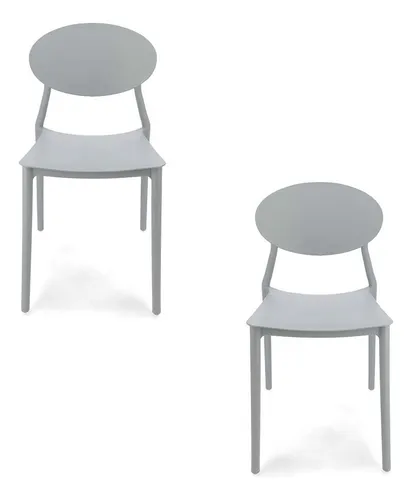 comprar Set De 2 Sillas Nordica Plastic Gris Silla Plastica Apilable