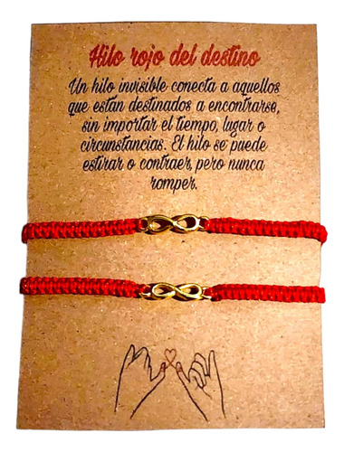 Dúo Pulseras De Pareja Infinito Amor Novios Hilo Rojo Regalo