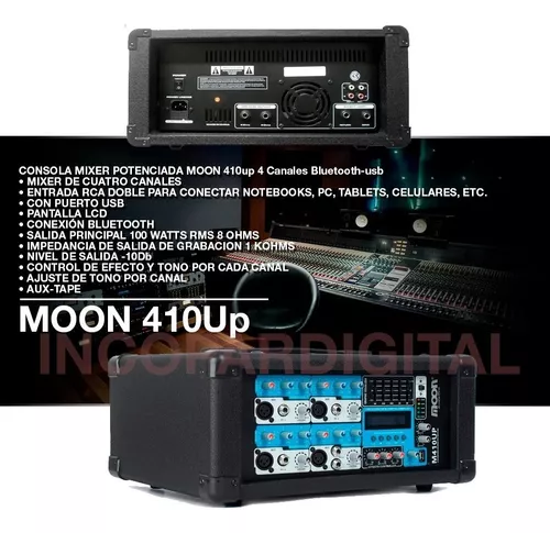 Consola Potenciada Moon 410up Cabezal Amplificador Bluetooth
