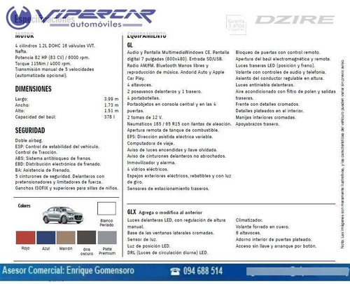 Imagen 13 de 15 de Suzuki Dzire Glx 1.2 2023 0km