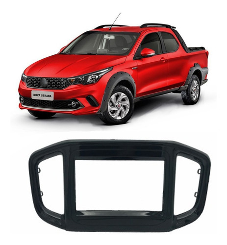 Moldura Multimidia 2 Din Fiat Strada 2020 2021 Black Piano