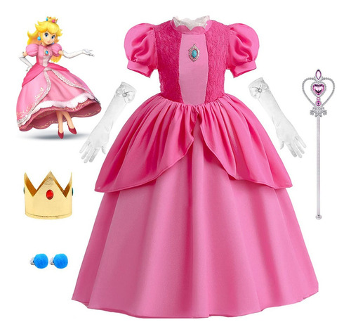 Vestido De Princess Peach Disfraz De Cosplay Para Niñas