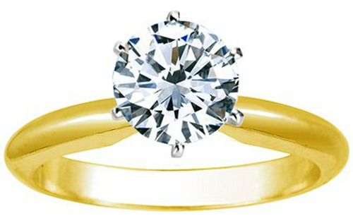 Anillo Compromiso Diamante Redondo 1 Ct 14k Oro Amarillo