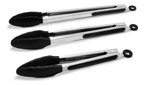 Pinzas De Cocina Silicona De Acero Inoxidable Para Cocina Color Negro