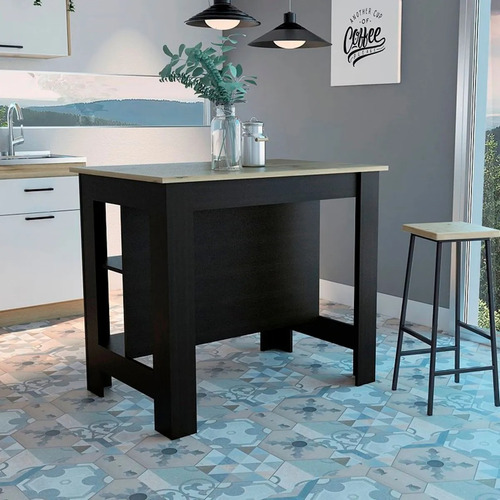 Isla De Cocina 103x70x90 Cm Fm-009n Negro Y Café Claro Color negro-café claro