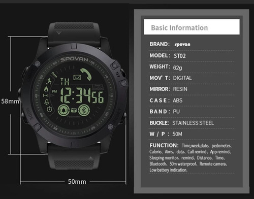 Relogio Masculino Vibe 3 Spovan Bluetooth Inteligente