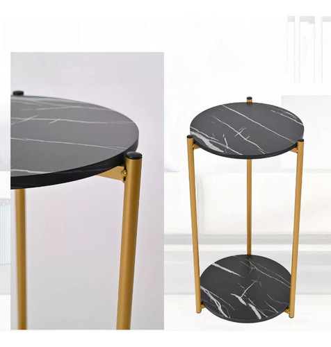 Mesa Mesas Centro Minimalista Auxiliar Redonda Sala Moderna Negro