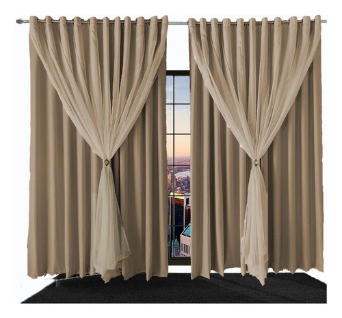 Cortina P/quarto Ana 3,20 X 4,30 Blackout/blecaute Bege