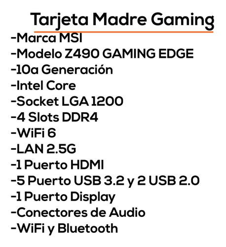 Imagen 4 de 8 de Tarjeta Madre Msi Z490 Gaming Intel Ddr4 Usb 3.2 Hdmi Bagc
