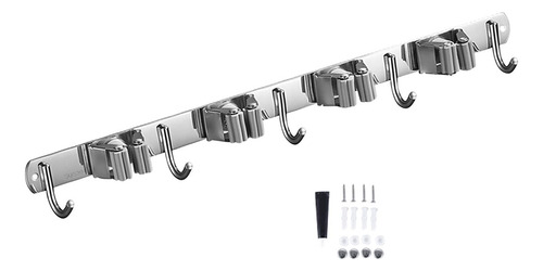 Soporte De Pared Para Escoba Y Fregona, 4 Clips 5 Ganchos
