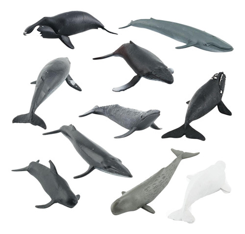 10x Figuritas De Tiburón Ballena De Simulación De Juguete