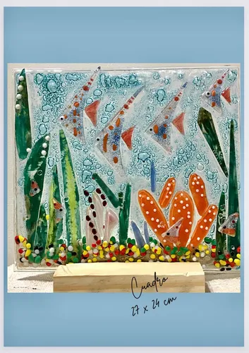 Cuadro Artesanal En Vitrofusion Con Base